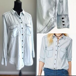 Free People Last Chance Chambray Button Down Shirt Size XS
